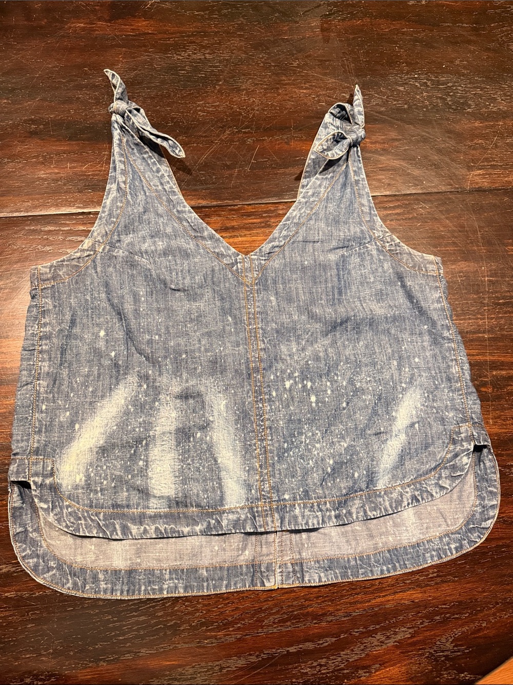Pilcro Bleached Denim Tie-Strap Tank Top - Blue